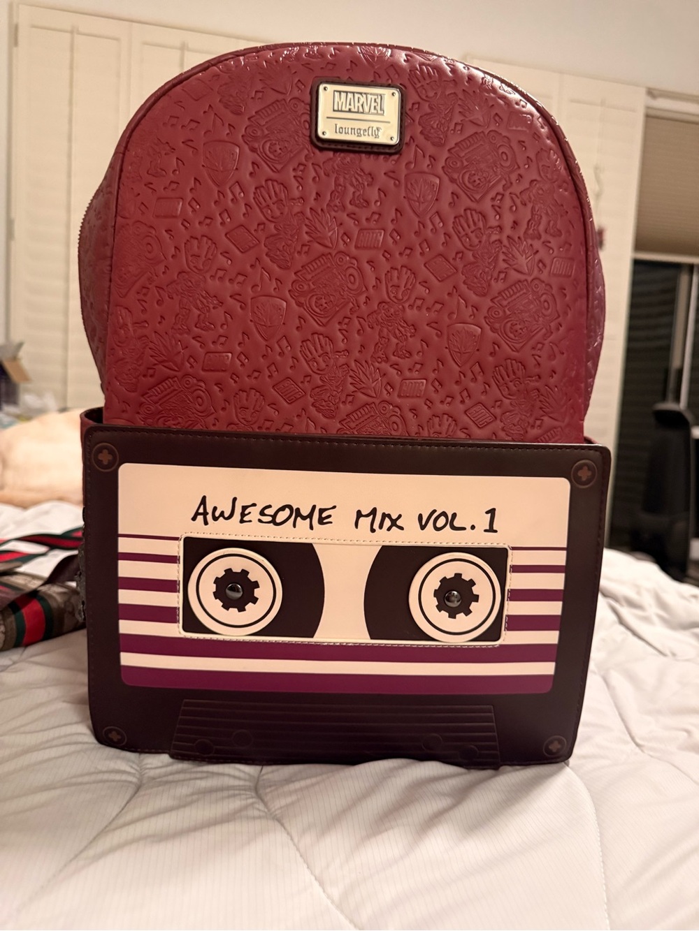 Marvel Burgundy and Purple 'Awesome Mix Vol. 1' Cassette Mini Backpack